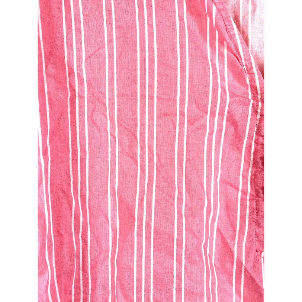 Woman Within Tunic Top 2X 26/28 Pink White French Ticking Stripe Preppy Coastal - Picture 4 of 11